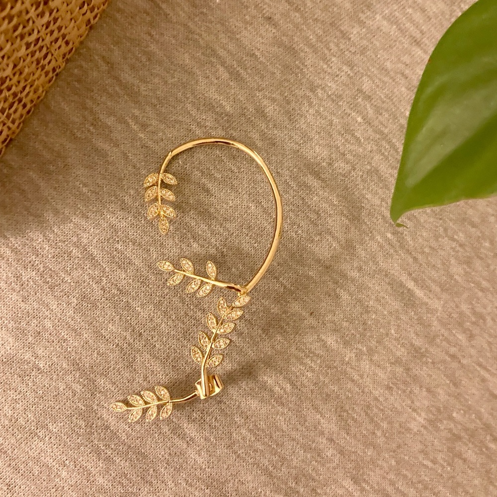 Gold Earring Leaf Design